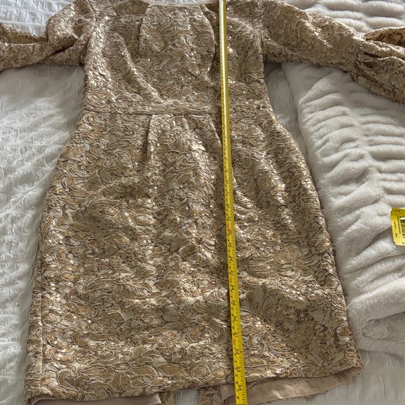 Betsy & Adam Gold Floral Lace Dress - Picture 11 of 15